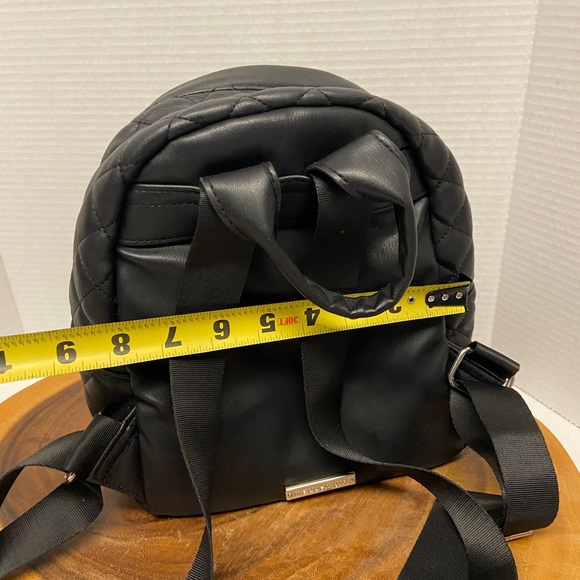 Steve Madden Mini Quilted Black Faux Leather Backpack - Picture 6 of 12